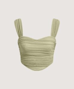 Y2K Solid Ruched Green Crop Tank Top