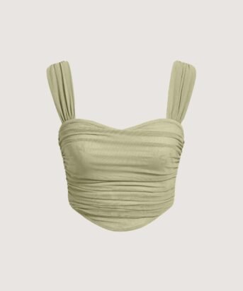 Y2K Solid Ruched Green Crop Tank Top