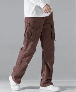 Men Flap Pocket Drawstring Waist Cargo Pants