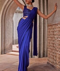 Cobalt Blue Diva Saree With Belt