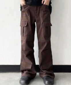 Men Brown Straight Leg Cargo Pants