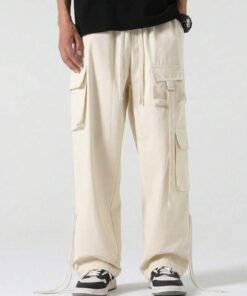 Men Strapped Multi Pocket Parachute Cargo Pants