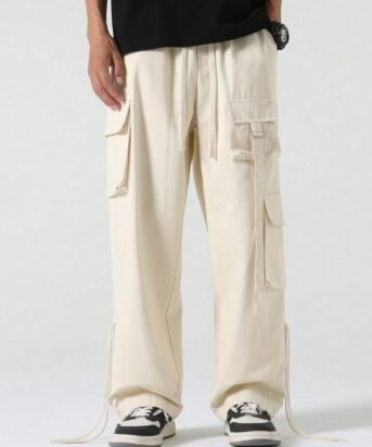 Men Strapped Multi Pocket Parachute Cargo Pants