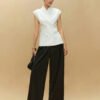 White Asymmetrical Buttoned Structured Waistcoat