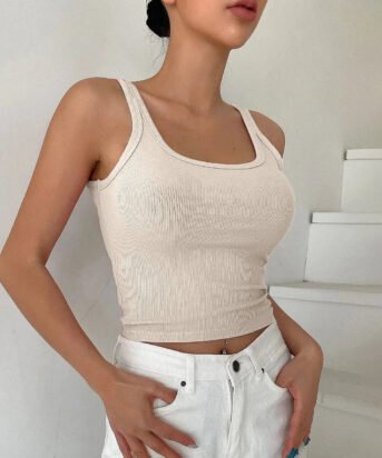 Apricot Ribbed Tank Top