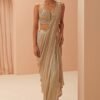 Gold Glam Pleated Saree With Corset Blouse