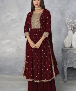 Women's Ethnic Wear Nyra Cut Embroidery Pakistani Style Kurti Plazzo And Dupatta