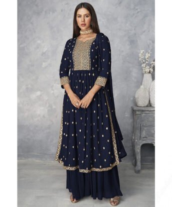 Women's Ethnic Wear Nyra Cut Embroidery Pakistani Style Kurti Plazzo And Dupatta