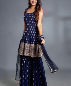 Women's Ethnic Wedding  Wear  Embroidery Pakistani Style Kurta  Sharara  And Dupatta