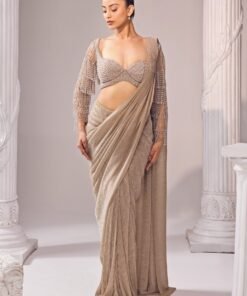 Nude Gold Shimmer Predraped Saree