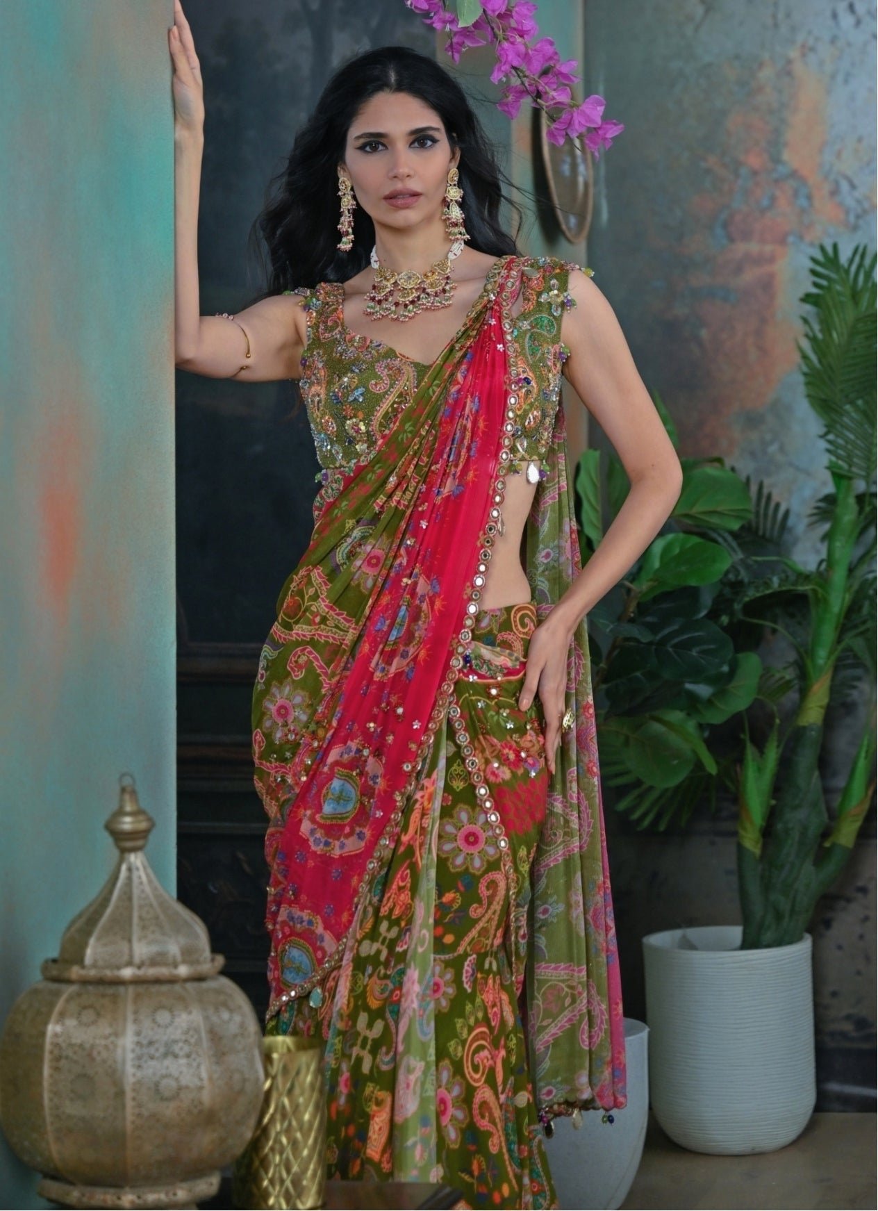 olive-green-printed-embroidered-chiffon-predraped-sareesareejuhi-bengani-1436789.jpg