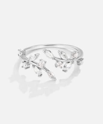 Silver Crystal Vine Ring