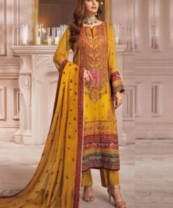 Women's Yellow Heavy Faux Georgette Embroidery Pakistani Salwar Suit