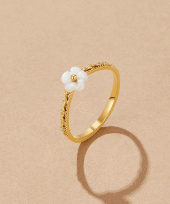 White Petal Shell Ring